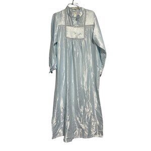 Vintage Arie Women's Nightgown Lingerie Silky Feel Embroidered Blue Size M